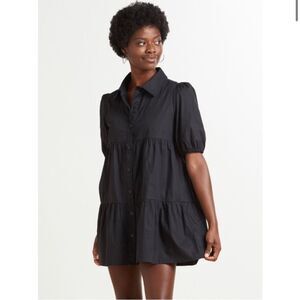 Sanctuary Solid Night Sky black button down mini shirtdress